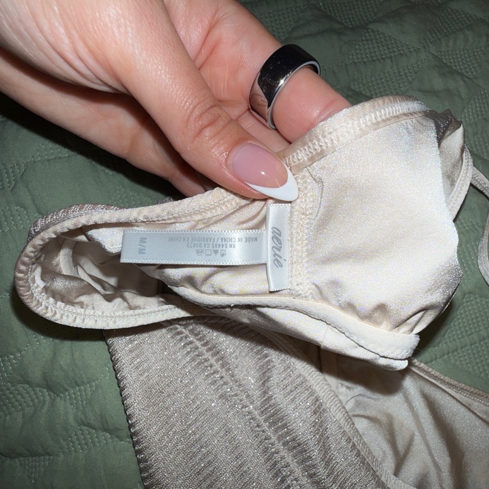 Aerie Cream Ribbed Bandeau with Stretchy Comfort - Picture 7 of 8